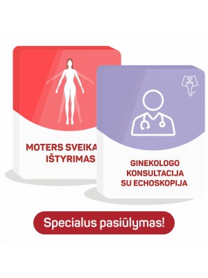 Moters sveikatos ištyrimo programa su ginekologo konsultacija (Kaune, Klaipėdoje, Panevėžyje, Druskininkuose, Marijampolėje, Telšiuose)